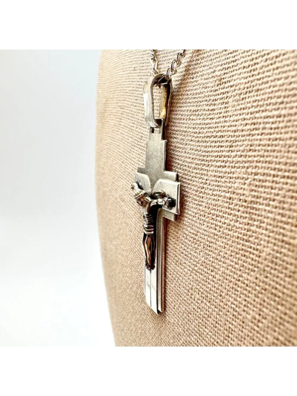 Crucifix Cross Pendant Necklace Lobster Clasp 925 Sterling Silver 24